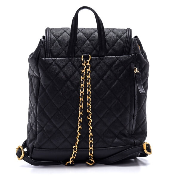 Chanel - Black Quilted Caviar Leather Filigree Backpack